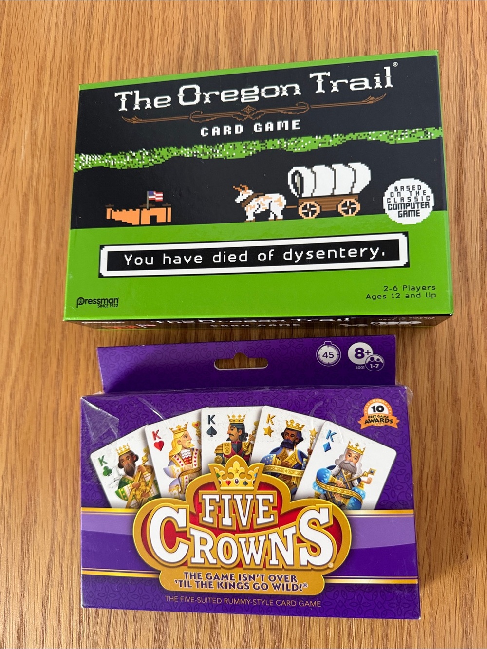 The Oregon Trail Card Game and Five Crowns
